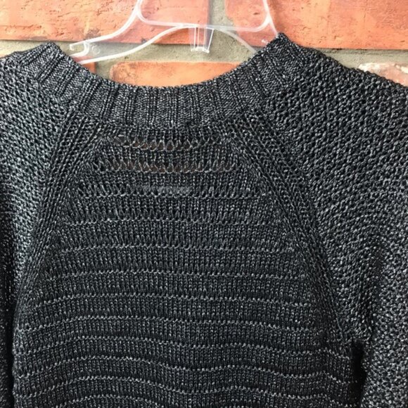 Calvin Klein NEW Loose Knit Crew Neck Sweater Cable Silver Charcoal Grey Tags L - Picture 12 of 16